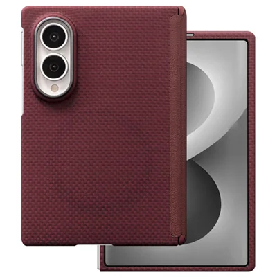 For Samsung Galaxy Z Fold8 Magnetic Case Hinge Protection Fine Grid Aramid Fiber Phone Cover with Metal Lens Frame / Front Frame - Red