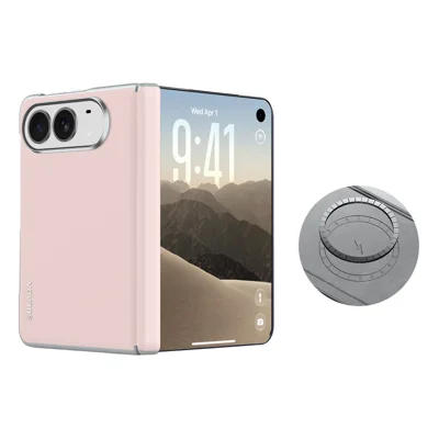 SULADA For Apple iPhone Duo Magnetic Case Leather Back Cover Hinge Protection - Pink