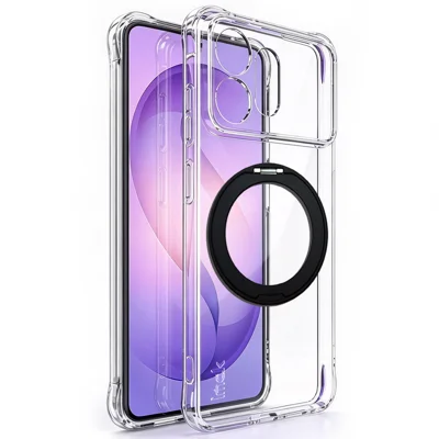 IMAK For Samsung Galaxy S27 Ultra Case Magnetic Rotating Kickstand Airbag Shockproof Soft TPU Phone Cover - Black