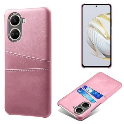 PU Leather Coated Hard PC Phone Cover For Huawei nova 10 SE 4G, Dual Card Slots Anti-scratch Phone Case  - Rose Gold