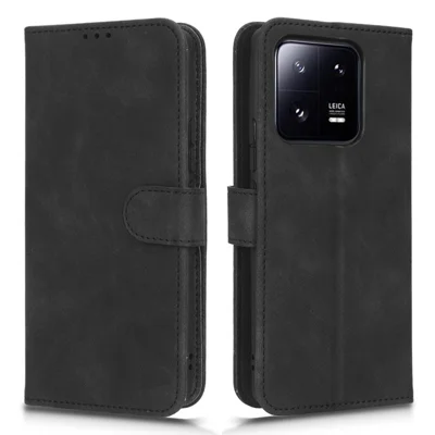 Cover per cellulare con sensazione al tatto per Xiaomi 13 Pro 5G, custodia pieghevole con supporto e portafoglio, resistente alle cadute, in pelle, nera
