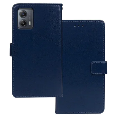 IDEWEI pour Motorola Moto G53 5G étui portefeuille en cuir PU texture cheval sauvage avec support - Bleu