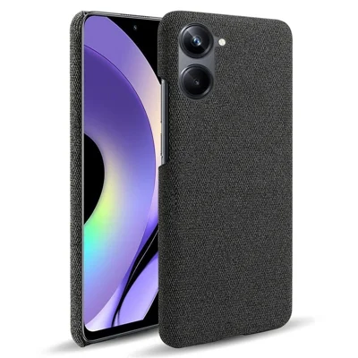 Stoftekstur Telefontilfælde til Realme 10 4G, Solid Farve Anti-kridt Beskyttende Mobiltelefondæksel - Sort