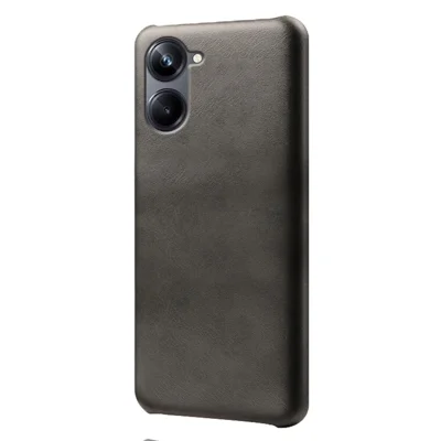 Funda de teléfono ultra delgada para Realme 10 4G, funda protectora de teléfono de PC recubierta de cuero de ternera con textura - Negro