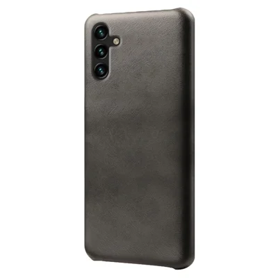 غطاء هاتف واقٍ لهاتف Samsung Galaxy A54 5G، غطاء هاتف مصنوع من مادة البولي كربونات المطلية بالجلد الصناعي بنسيج العجل - أسود