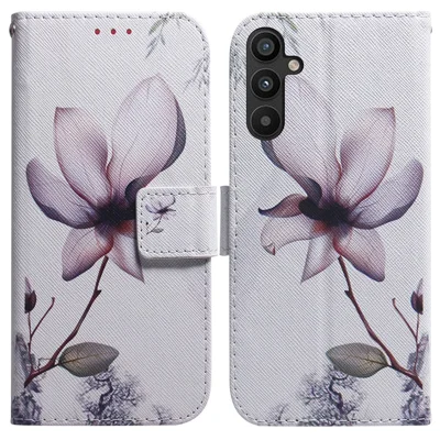 For Samsung Galaxy A34 5G Pattern Printing Phone Case Wallet Stand PU Leather Flip Cover - Pink Flower