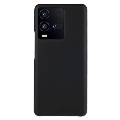 For vivo iQOO 10 5G Anti-Drop Plastic Cell Phone Cover Rubberized Glossy Phone Case Phone Back Protector - Black
