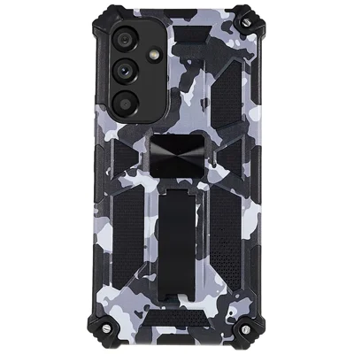 For Samsung Galaxy A54 5G Soft TPU Hard PC Hybrid Double Protection Phone Case Camouflage Pattern Design Kickstand Cover - Camouflage Black