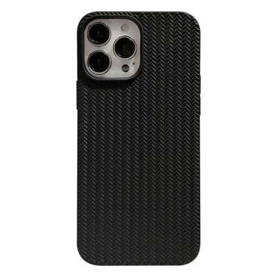 For iPhone 12 / 12 Pro 6.1 inch Woven Texture Soft TPU Back Case Drop Protection Phone Cover - Black