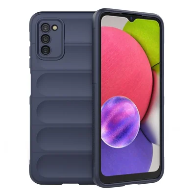 For Samsung Galaxy A03s (164.2mm) Flexible TPU Phone Case Rugged Back Scratch-Resistant Cover - Dark Blue