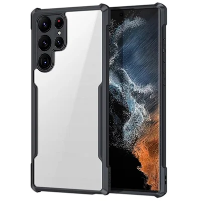 XUNDD Anti-fall Phone Back Cover for Samsung Galaxy S23 Ultra, Acrylic+TPU Mobile Phone Shell - Black