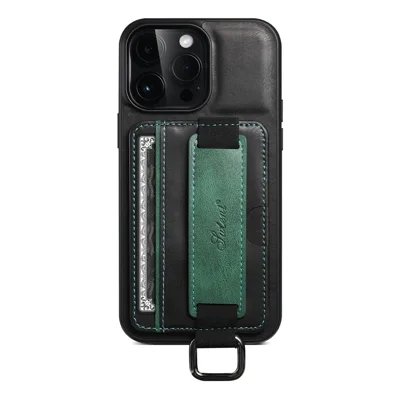 SUTENI H13 voor iPhone 13 Pro 6,1 inch Schokbestendig Hoesje met Kaartvakjes, Bandlus, Houder, Standaard, PU Leerlaag TPU Beschermmiddel voor Telefoon - Zwart