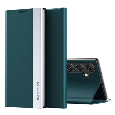 Pour Samsung Galaxy A54 5G Étui de téléphone en cuir PU avec placage électrolytique Support antirayures - Vert