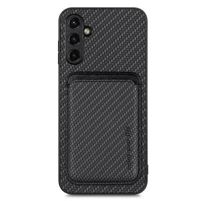 Étui de téléphone magnétique amovible 2-en-1 pour Samsung Galaxy A54 5G avec porte-cartes et texture fibre de carbone - Noir