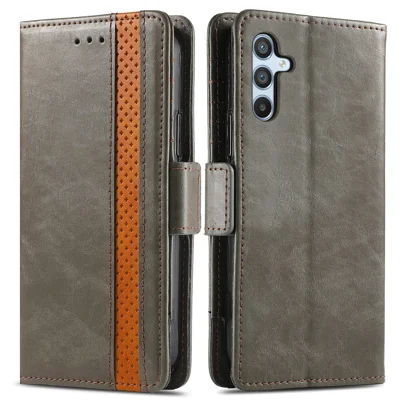 CASENEO 002 Series for Samsung Galaxy A54 5G PU Leather RFID Blocking Wallet Stand Case Business Splicing Style Magnetic Clasp Phone Cover - Grey