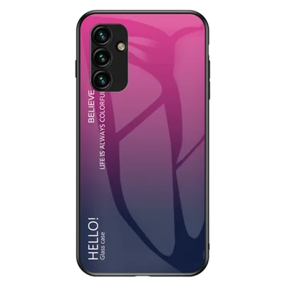 For Samsung Galaxy A34 5G Gradient Color Drop-proof Phone Case Tempered Glass + PC + TPU Protective Case - Gradient Rose