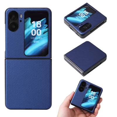 For Oppo Find N2 Flip 5G Anti-scratch Phone Back Cover PU Leather + PC Non-slip Phone Case - Blue