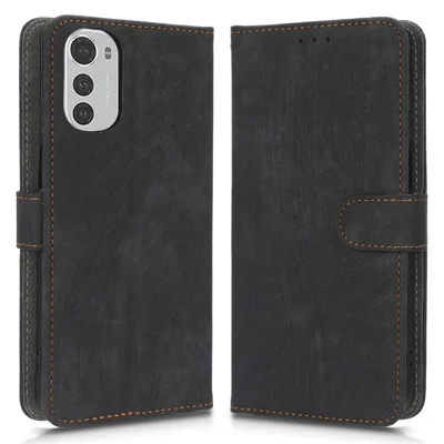For Motorola Moto E32 4G Cell Phone Case PU Leather RFID Blocking Magnetic Full Protection Phone Cover with Wallet Stand - Black