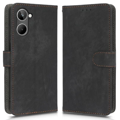 RFID Blocking Anti-scratch Phone Case For Realme 10 4G, Anti-fall Magnetic PU Leather Phone Cover with Wallet Stand - Black