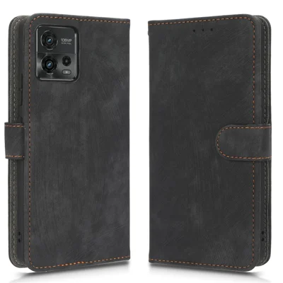 For Motorola Moto G72 4G RFID Blocking Shock-absorbing PU Leather Phone Case Protective Magnetic Mobile Phone Cover with Wallet Stand - Black