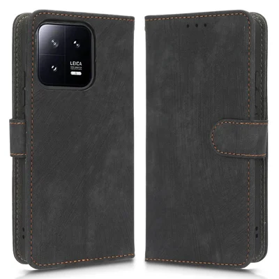 For Xiaomi 13 5G Anti-drop RFID Blocking Phone Case Shockproof PU Leather Phone Wallet Cover Foldable Stand - Black