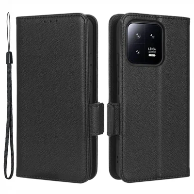 Per Xiaomi 13 Pro 5G Dual Magnetic Clasp Litchi Texture Flip Leather Phone Case Wallet Stand Protective Phone Cover - Nero
