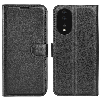 For Honor 80 5G Litchi Texture PU Leather Stand Wallet Phone Cover Full Protection Flip Anti-scratch Phone Case - Black