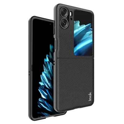 IMAK Ruiyi Series for Oppo Find N2 Flip 5G Protective Phone Case Carbon Fiber Texture PU Leather Coated PC Anti-scratch Mobile Phone Cover