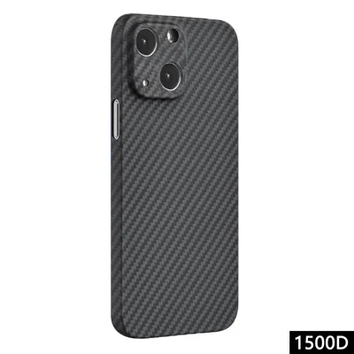 For iPhone 14 Precise Cutout 1500D Coarse Texture Aramid Fiber Back Case Anti-fingerprint Protective Cover - Matte Black