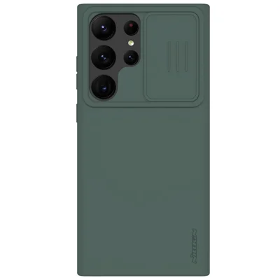 NILLKIN Obudowa z twardego PC i miękkiego silikonu do Samsung Galaxy S23 Ultra z funkcją ochrony antyrys i przesuwaną osłoną aparatu - Zielony