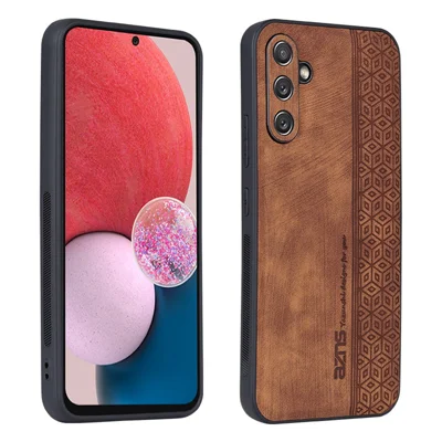AZNS For Samsung Galaxy A34 5G Imprinted Pattern Protective Phone Case PU Leather Coated TPU Shockproof Back Cover - Brown