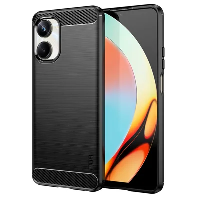 MOFI JK TPU Series-1 for Realme 10 Pro 5G Carbon Fiber Bump Proof Phone Case Brushed TPU Back Cover - Black