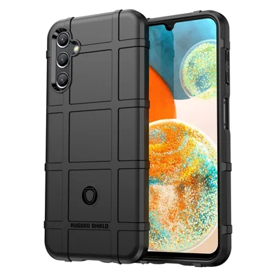 Smartphone Protective Case for Samsung Galaxy A14 4G / 5G, Fall Proof Rugged Square Grid Texture Shockproof Soft TPU Case - Black