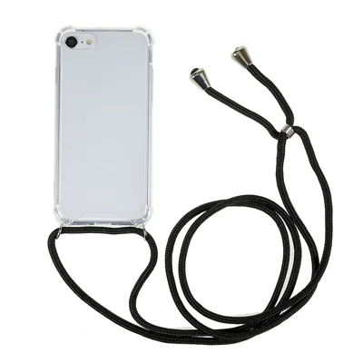 Phone Back Cover for iPhone 7 / 8 / SE (2020) / SE (2022), HD Clear Four Corner Shockproof TPU Case with Lanyard