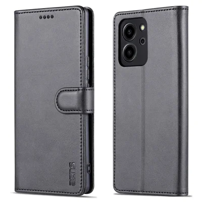 AZNS For Honor 80 SE 5G Drop-proof Phone Case PU Leather Magnetic Flip Mobile Phone Cover with Stand Wallet - Black