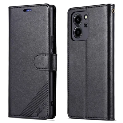 AZNS Protective Phone Case for Honor 80 SE 5G, Shockproof PU Leather Phone Cover Wallet Stand - Black