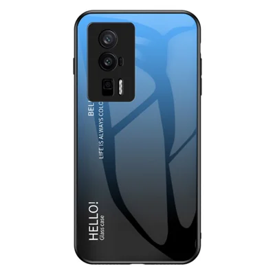 Чехол для телефона Xiaomi Poco F5 Pro 5G / Redmi K60 Pro 5G / K60 5G, градиентный цвет, закаленное стекло + ПК + ТПУ, чехол для мобильного телефона - градиентный сине-черный