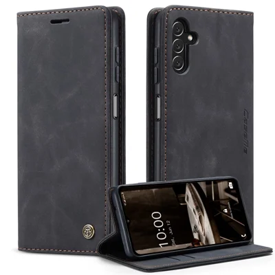 CASEME 013 Series Phone Cover For Samsung Galaxy A14 5G / A14 4G Stand Wallet PU Leather Phone Case - Black