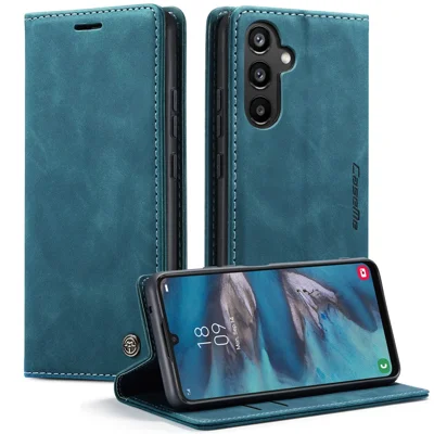CASEME 013 Serie für Samsung Galaxy A34 5G Handyhülle PU-Leder Brieftasche Standfunktion Schutzhülle - Blau