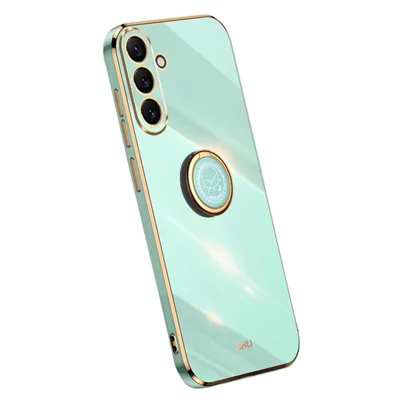 XINLI For Samsung Galaxy A54 5G Drop-proof Protective Phone Cover Electroplating Slim Mobile Phone Case Kickstand - Cyan