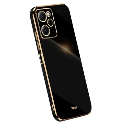 XINLI For Xiaomi Poco X5 Pro 5G / Redmi Note 12 Pro Speed 5G Electroplating Golden Edge Phone Case Flexible TPU Anti-drop Cover - Black