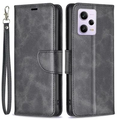 For Xiaomi Redmi Note 12 Pro 5G / Note 12 Pro Speed 5G / Poco X5 Pro 5G Case Smooth Leather Wallet Stand Mobile Phone Cover with Strap - Black