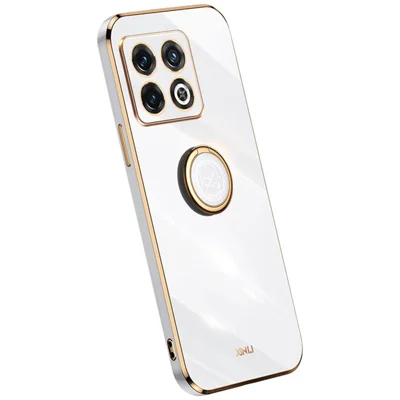 Coque de téléphone avec béquille XINLI pour OnePlus 10 Pro 5G, protection arrière en TPU électroplaqué anti-chocs - Blanc