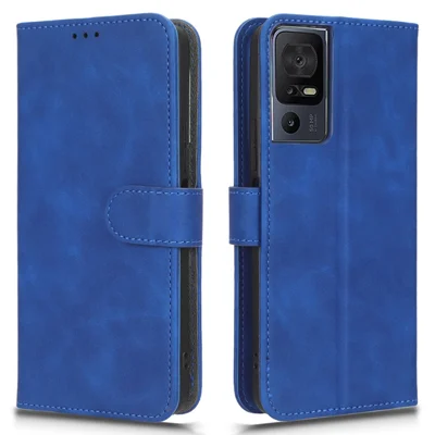 Leather Phone Case For TCL 40 SE, Skin-Friendly Flip Protective Phone Cover Wallet Stand - Blue