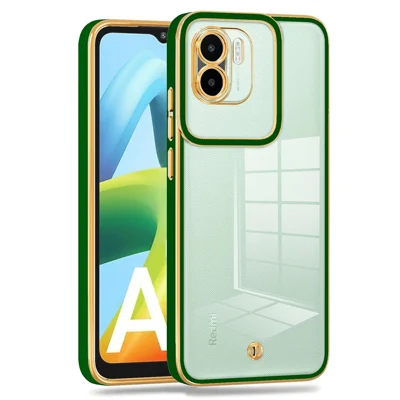 Cienki抗震owy pokrowiec na telefon do Xiaomi Redmi A1 4G / A2 4G, przezroczysta obudowa TPU z powłoką metalizowaną - zielony