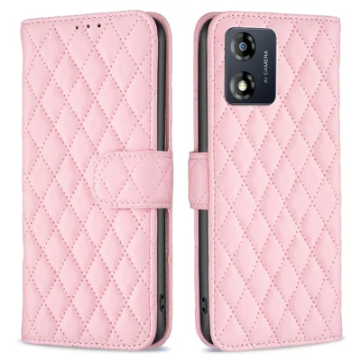 BINFEN COLOR für Motorola Moto E13 4G Anti-Shock Leder Handyhülle Brieftasche Ständer BF Style-14 Kratzfeste Handyhülle - Rosa