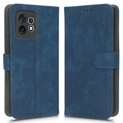 Stootvaste telefoonhoes voor Motorola Moto X40 5G / Edge 40 Pro 5G / Edge+ (2023) RFID-blokkering PU-leer krasbestendige telefoonhoes met portemonnee- en standfunctie - Blauw