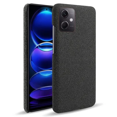 Futera telefonu na Xiaomi Redmi Note 12 5G (Global) / (Indie) / (Chiny) / Poco X5 5G, jednokolorowa obudowa z tkaniny, odporna na upadki - Czarny