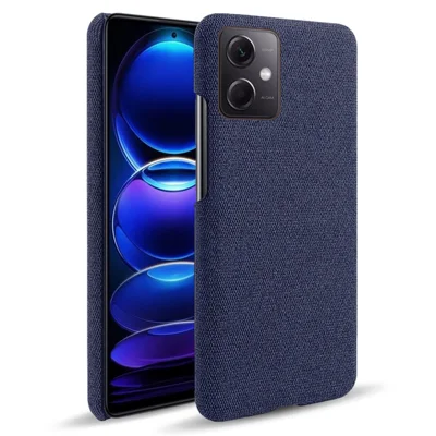 Handyhülle für Xiaomi Redmi Note 12 5G (Global) / (Indien) / (China) / Poco X5 5G, einfarbige Stoffstruktur, stoßfest, mit blauer Telefonabdeckung