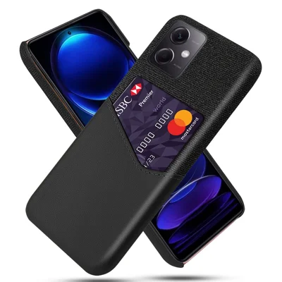 Etui na Xiaomi Redmi Note 12 5G (Global) / (Indie) / (Chiny) / Poco X5 5G z fakturą z tkaniny, lekkie, antywypadkowe etui na telefon z włożem na kartę – Czarny